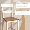 High curved backrest and ergonomic curved seat of the farmhouse dining bar stool set for optimal comfort and support.