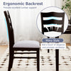 Gray farmhouse dining chair with ergonomic wavy backrest, providing lumbar support and comfort for dining spaces.