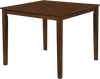 Square dining table with rubber wood legs, designed for space-saving with smooth surface for easy cleaning.