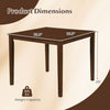 Square dining table dimensions with rubber wood legs, 35.5" width, 29" height, supports 165 lbs, ideal for space-saving.