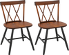 Set of 2 farmhouse kitchen dining chairs with dark brown rubber wood frame, ergonomic design for comfortable seating.