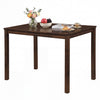 Brown farmhouse kitchen table for 4 with solid rubber wood frame, ideal for dining or working in compact spaces.