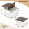Farmhouse lift top coffee table in rustic brown with hidden storage compartment and hydraulic lifter for versatile use.