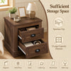 Farmhouse nightstand in brown with two large-capacity drawers, perfect for bedside storage and decor.