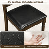 Close-up of the brown PU leather upholstered seat with resilient sponge filling, ideal for dining rooms and compact spaces.