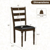Brown PU leather upholstered dining chair with ladder back design, solid rubber wood frame, ideal for compact dining spaces.