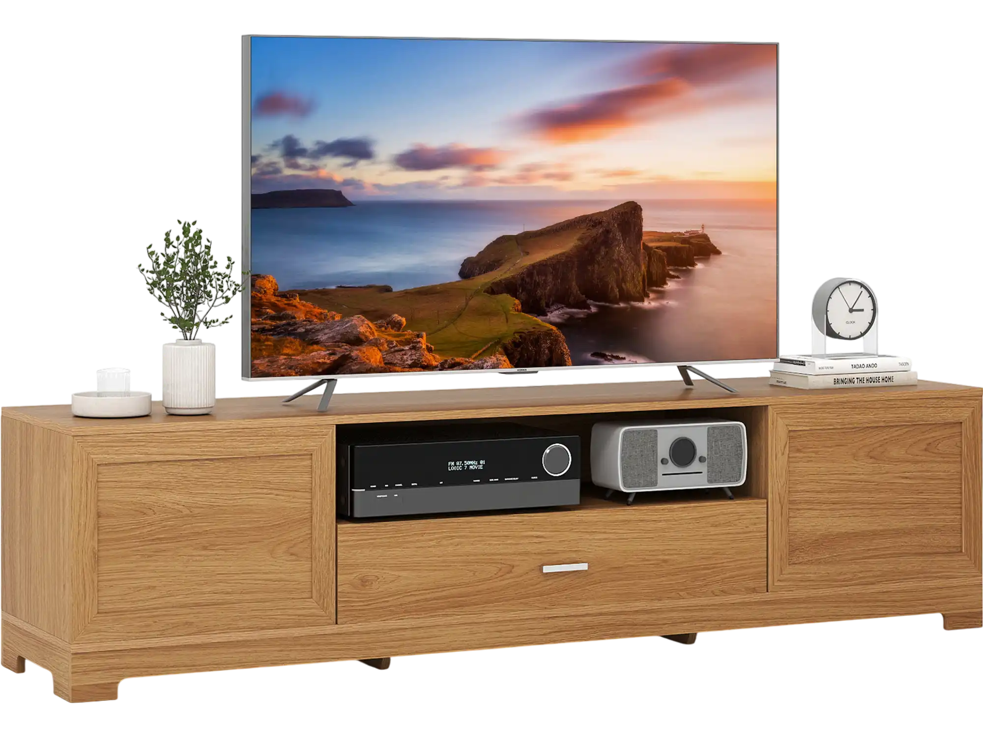 Costway Farmhouse Rustic TV Stand for TVs up to 80