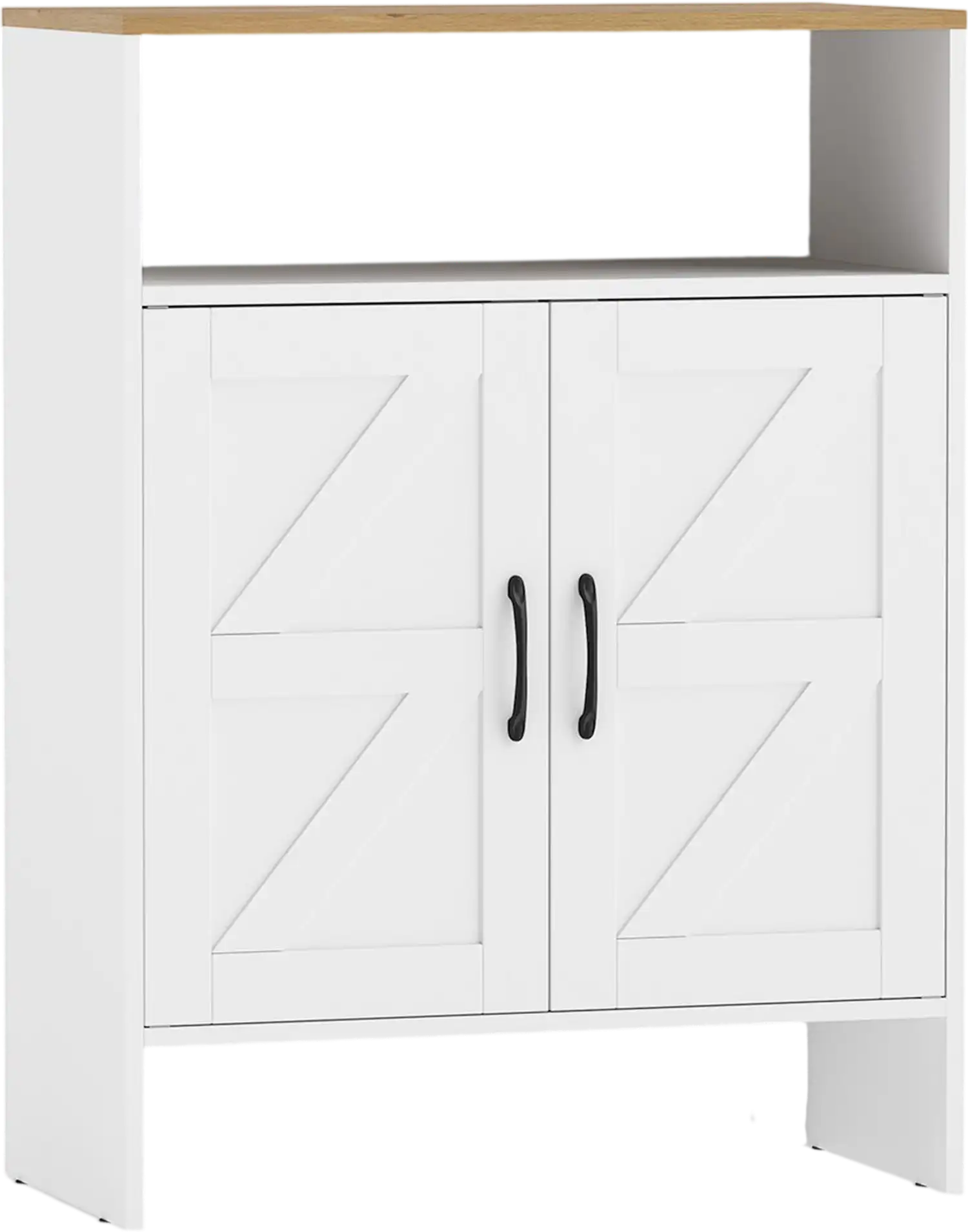 Costway Farmhouse Shoe Cabinet Entryway 2 Barn Doors Open Shelf 72504745 New