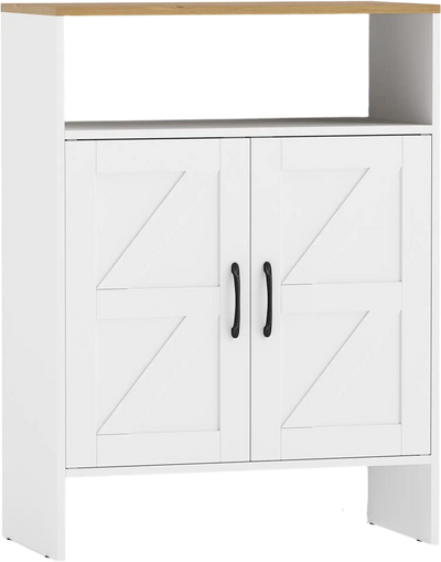 Costway Farmhouse Shoe Cabinet Entryway 2 Barn Doors Open Shelf 72504745 New