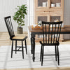 Black farmhouse dining chairs set of 2 with PE rattan seats, featuring ergonomic backrests, ideal for dining rooms.