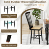 Black farmhouse dining chair with PE rattan seat, solid rubber wood construction, ergonomic backrest, ideal for dining.