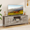 Farmhouse TV Stand for 65 Inch TVs with 2 Woven Accent Doors and 3 Adjustable Shelves-Oak - Gallery View 1 of 10