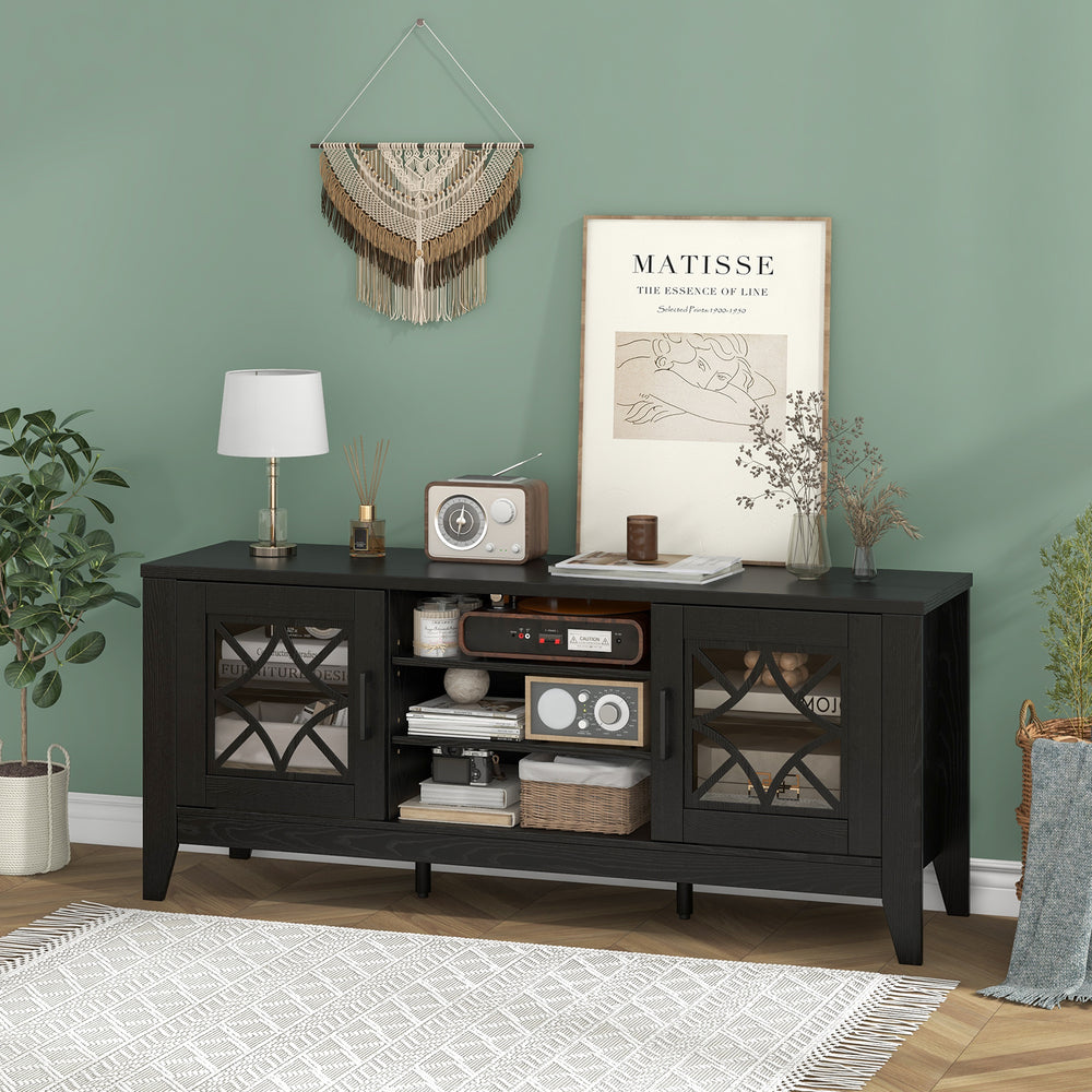 Farmhouse TV Stand for TVs Up to 65 Inches 4 Adjustable Shelves-Black - Gallery View 1 of 10