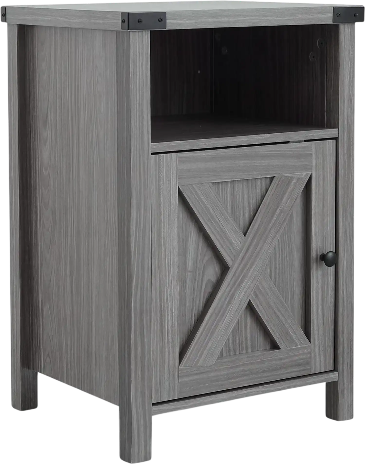 Costway Farmhouse Wooden Nightstand Barn Door Storage Cabinet 95969204 New