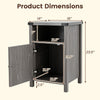 Farmhouse wooden nightstand with barn door, featuring a wide tabletop and hidden storage cabinet for versatile use.