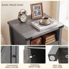 Farmhouse wooden nightstand with barn door, open shelf, and non-slip foot pads for versatile storage in any room.