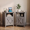 Farmhouse Wooden Nightstand with Barn Door and Storage Cabinet-2Pack - Gallery View 1 of 9