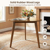 Round walnut dining table for 4 with solid rubber wood legs, featuring a smooth, splinter-free surface for cozy.