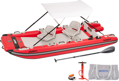 Sea Eagle FASTCAT12K_SWC Catamaran Inflatable Boat Swivel Seat Canopy Package New