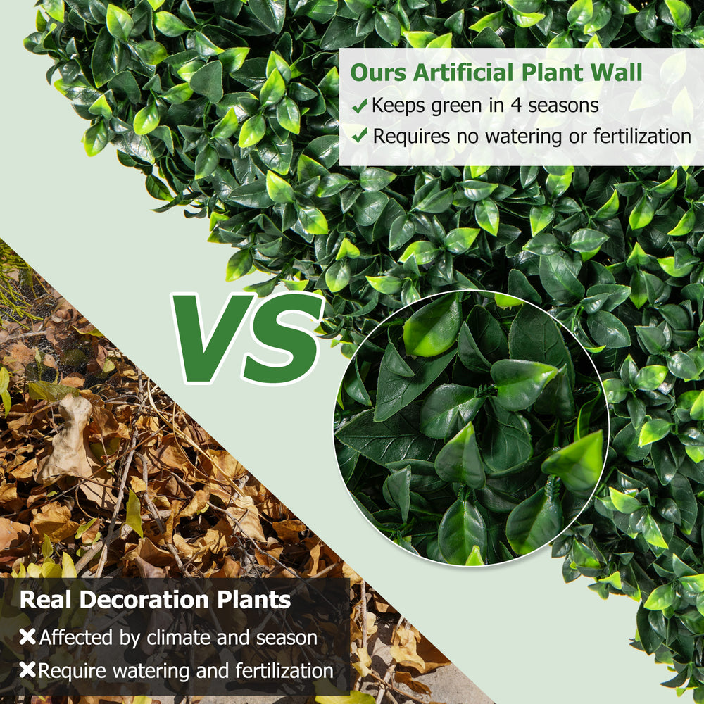 Faux greenery privacy screen showcasing realistic leaves, made from durable PE material, ideal for year-round indoor.