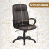 Dimensions of the brown faux leather office chair include a height range of 43.5 to 47.5 inches for versatile use.
