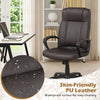 Brown faux leather office chair featuring ergonomic design, padded armrests, and waterproof surface for easy cleaning.