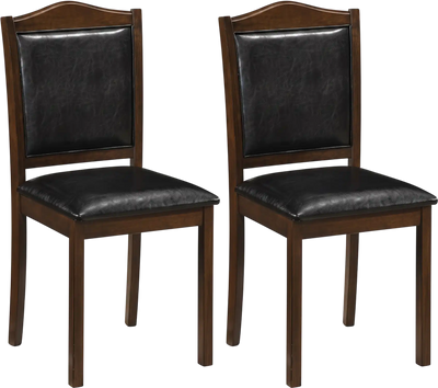 Costway Faux Leather Upholstered Wooden Farmhouse Dining Chairs Set of 2 20542789 New