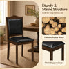 Faux leather upholstered wooden dining chair in walnut with a sturdy rubber wood frame and thick padding for comfort.