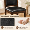 Faux leather upholstered dining chair with high-density foam cushion and walnut frame, perfect for rustic and modern decor.