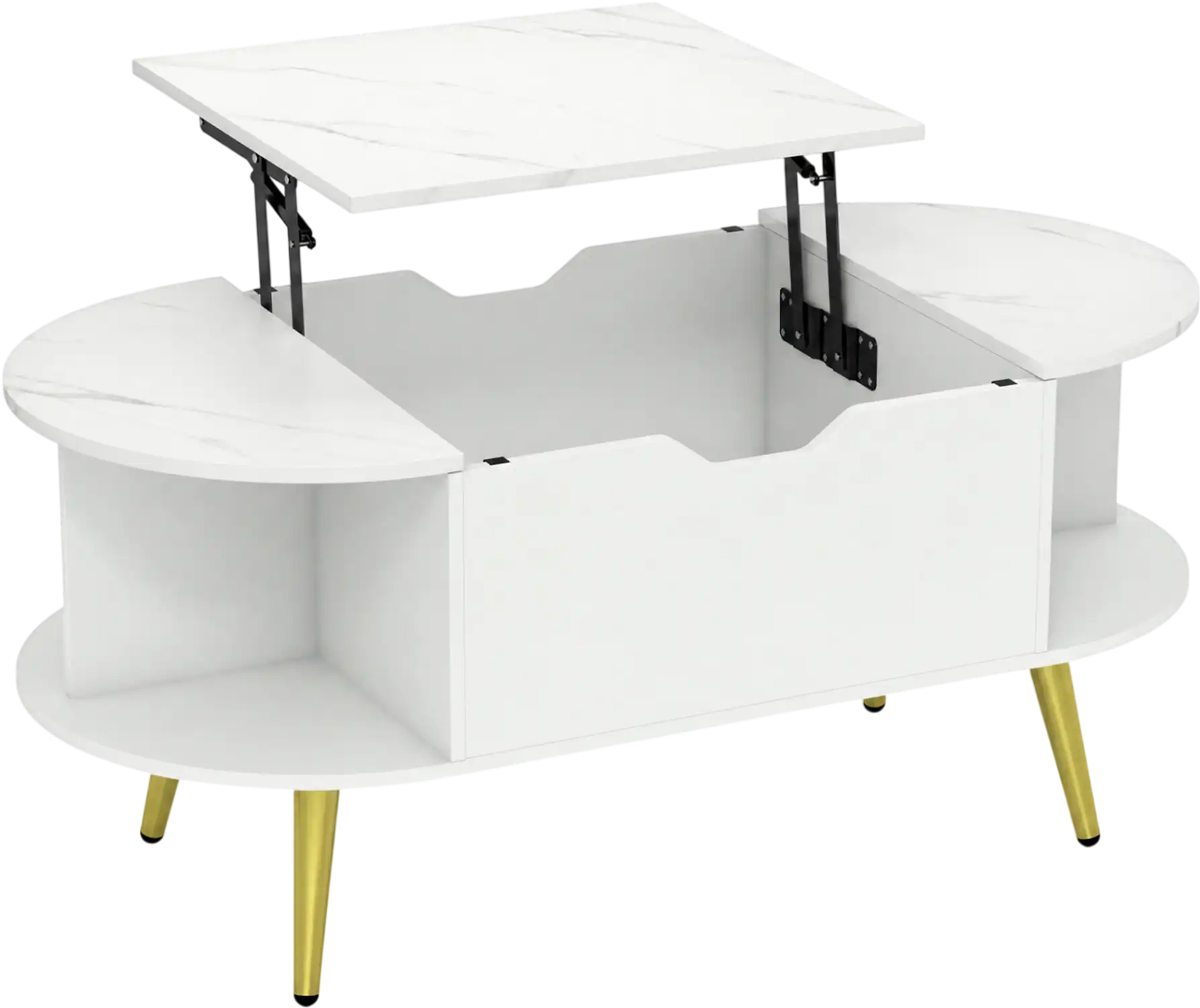 Costway Faux Marble Lift Top Coffee Table Hidden Compartment Shelves 12251363 New