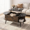 Faux Marble Lift Top Coffee Table with Hidden Compartment and Shelves-Black - Gallery View 1 of 10