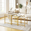 Faux marble nesting table set of 3 with a sturdy metal frame, perfect for enhancing living room elegance and efficiency.