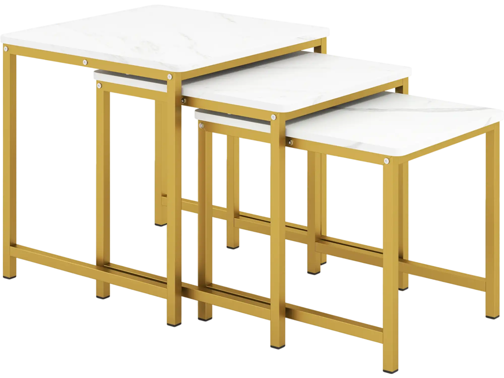 Costway Faux Marble Metal Frame Nesting Side Tables Set of 3 46045096 New