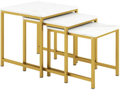 Costway Faux Marble Metal Frame Nesting Side Tables Set of 3 46045096 New
