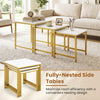 Faux marble nesting table set of 3 with a durable metal frame, perfect for maximizing space in any room.