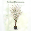 Faux plum blossom plant with white fabric flowers, 47.5" tall, perfect for adding elegance to living rooms or offices.