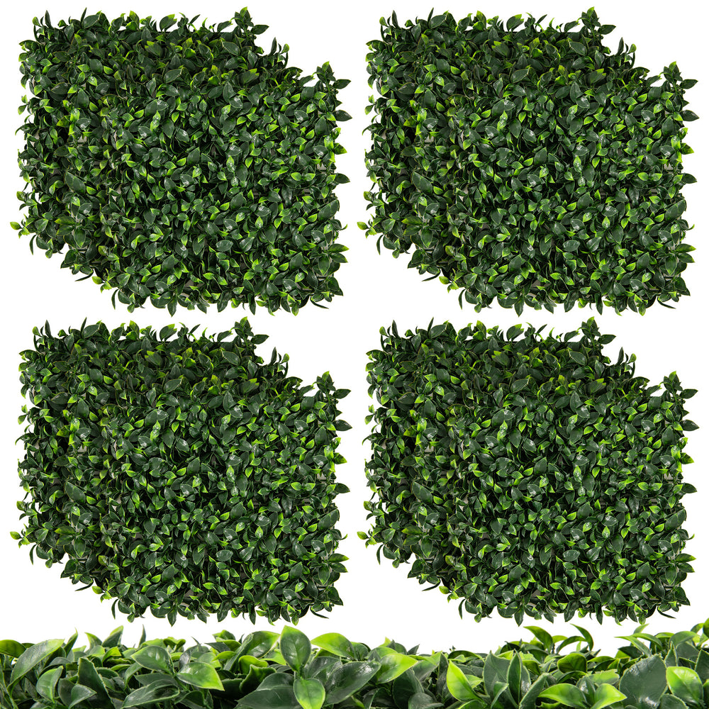 Set of 4 artificial topiary gardenia shrub grass panels, 20x20 inches, featuring vibrant green leaves for indoor or.