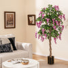 5.5 FT faux wisteria plant with vibrant rose red blooms, showcasing elegant clusters in a stylish nursery pot for.