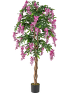 5.5 FT faux wisteria plant with rose red flowers in a nursery pot, perfect for home or office decoration.