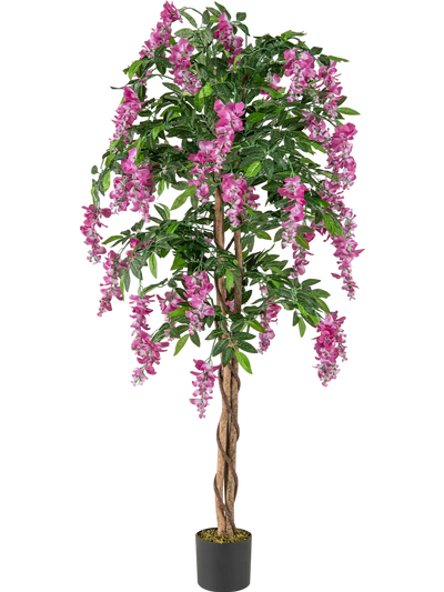 Costway 5.5' Faux Wisteria Plant Blooming Flowers Nursery Pot 127568934 New