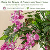 Faux wisteria plant with blooming rose red flowers and green leaves in a nursery pot, perfect for home or office decor.