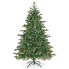 6-foot Christmas tree featuring warm white LED lights and realistic pine cones, perfect for festive home decoration.