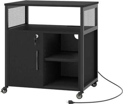 Costway Rolling File Cabinet with Charging Station Cable Management 39748165 New