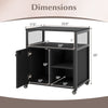 Dimensions of the black file cabinet on wheels with charging station, featuring compartments and a lockable side.