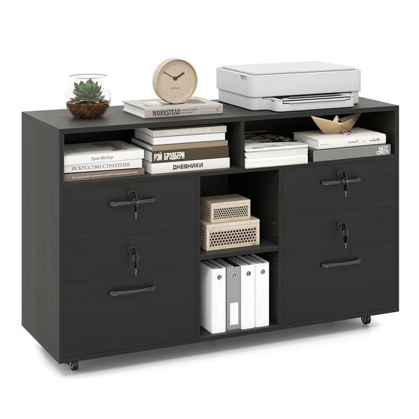 Costway Mobile Lateral File Cabinet with Lock Rolling Printer Stand 28 ...