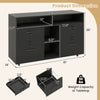 Dimensions of the black mobile file cabinet with lock, showcasing full-extension drawers and adjustable shelves for.