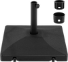 Heavy-duty black fillable umbrella base with wheels, designed for 1.5"-1.9" poles, ensures stability for outdoor use.