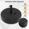 Heavy-duty 90 lbs fillable umbrella base in black, crafted from fade-resistant HDPE for stability and safety.