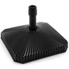 Fillable black umbrella base with shell texture, designed for 6-10 ft patio umbrellas, featuring a non-slip bottom.
