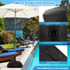 Close-up of the fillable umbrella base showcasing its unique shell texture and smooth pole hole for easy installation.